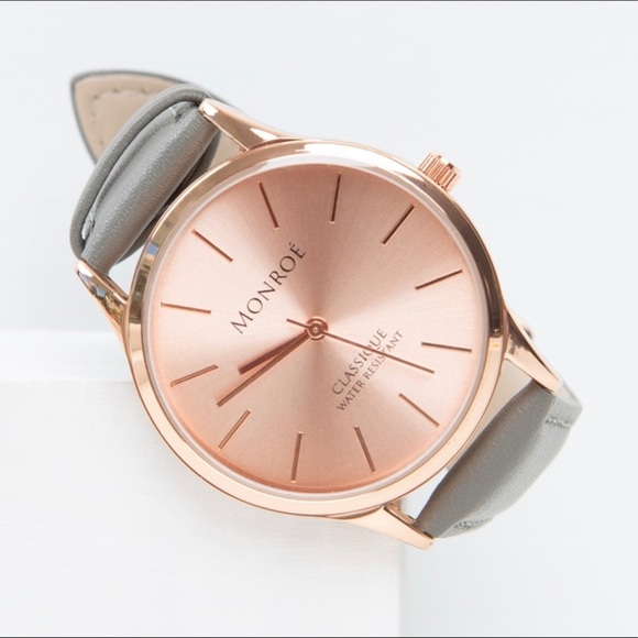 Monroe Sunburst Sole’rose Watch Gray Leather - Picture 7 of 15